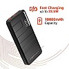 Airtree 10000mAh 22.5W Lithium-Polymer Power Bank Triple Output Fast Charging, Black, Type-C Cable Included