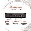 Airtree 10000mAh 22.5W Lithium-Polymer Power Bank Triple Output Fast Charging, Black, Type-C Cable Included