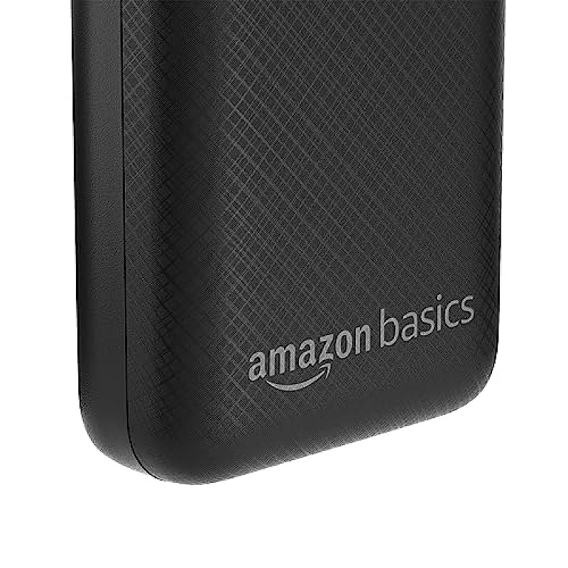 Amazon Basics 20000mAh 12W Lithium-Polymer Power Bank Dual Input, Dual Output Black, Type-C Cable Included