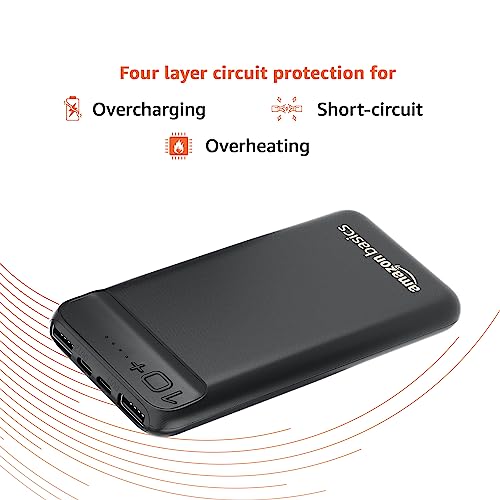 amazon basics 10000mAh 12W Lithium-Polymer Power Bank Dual Input, Dual Output Black amazon basics 10000mAh 12W Lithium-Polymer Power Bank Dual Input, Dual Output Black