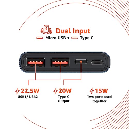 amazon basics 10000mAh 12W Lithium-Polymer Power Bank Dual Input, Dual Output Black amazon basics 10000mAh 12W Lithium-Polymer Power Bank Dual Input, Dual Output Black