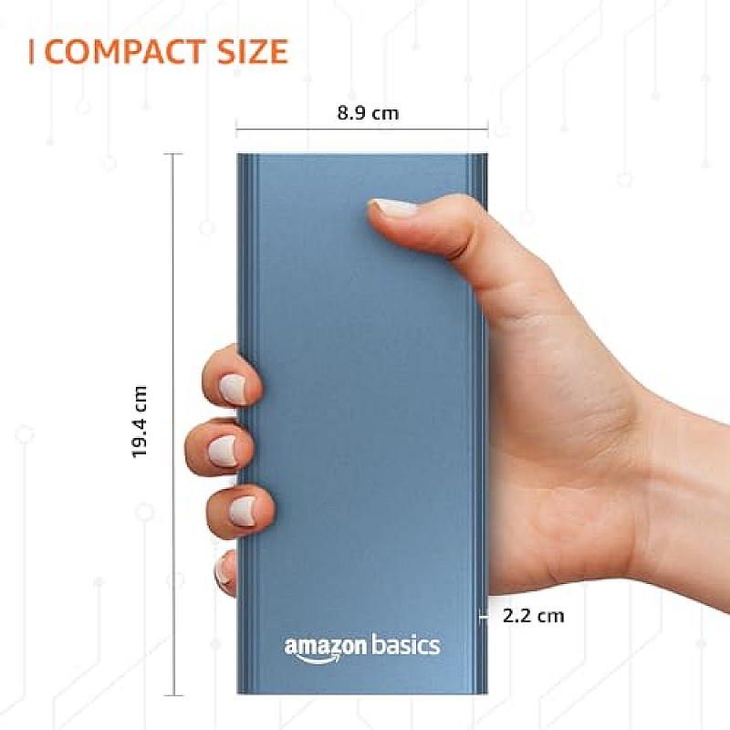 amazon basics 10000mAh 12W Lithium-Polymer Power Bank Dual Input, Dual Output Black