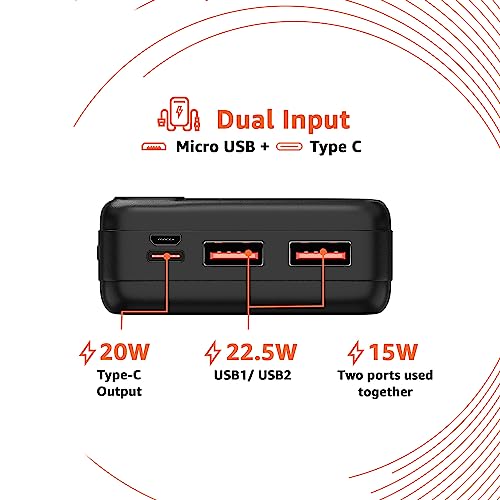 amazon basics 10000mAh 12W Lithium-Polymer Power Bank Dual Input, Dual Output Black amazon basics 10000mAh 12W Lithium-Polymer Power Bank Dual Input, Dual Output Black