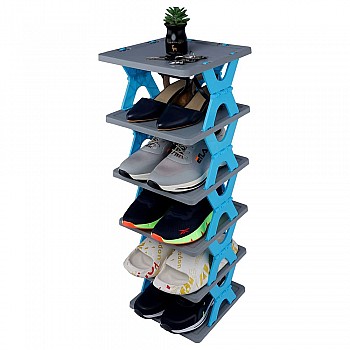 Airtree Plastic 6 Layer Shoe Rack Stand Storage Organizer Cabinet Durable Portable Shoe Organiser Creative Shoe Rack)