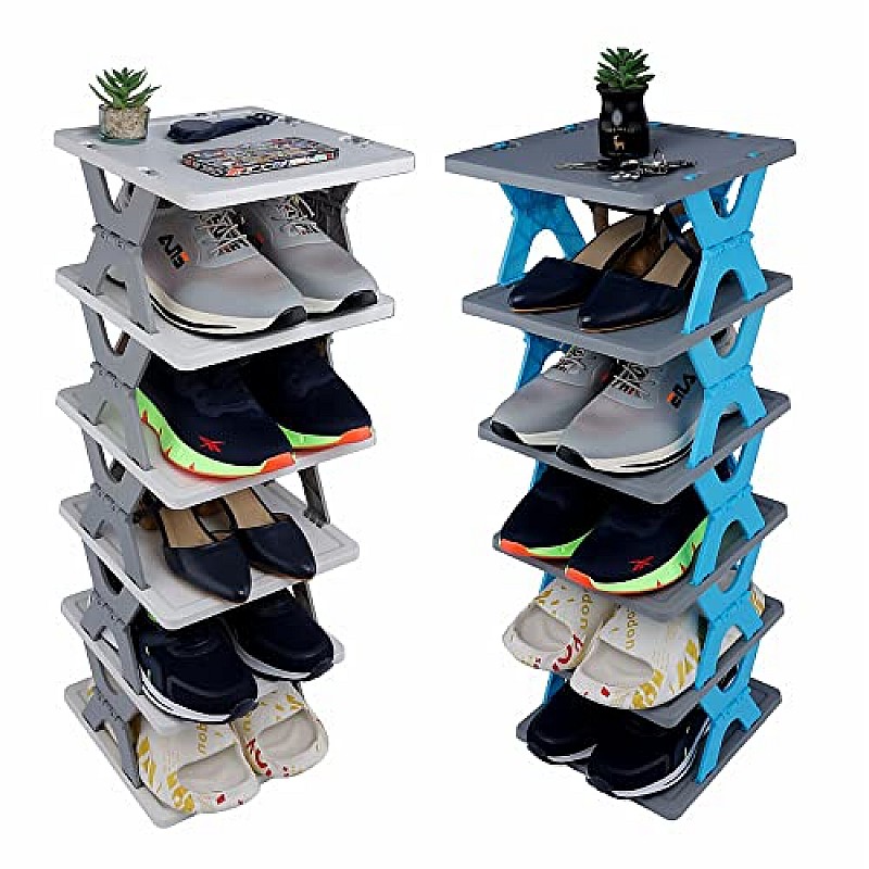 Airtree Plastic 6 Layer Shoe Rack Stand Storage Organizer Cabinet Durable Portable Shoe Organiser Creative Shoe Rack)