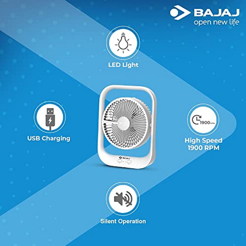 Bajaj Pygmy Go 178 mm Mini Fan with LED Lighting Bue