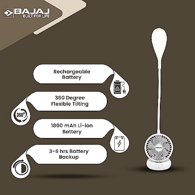 Bajaj Pygmy Go 178 mm Mini Fan with LED Lighting Bue