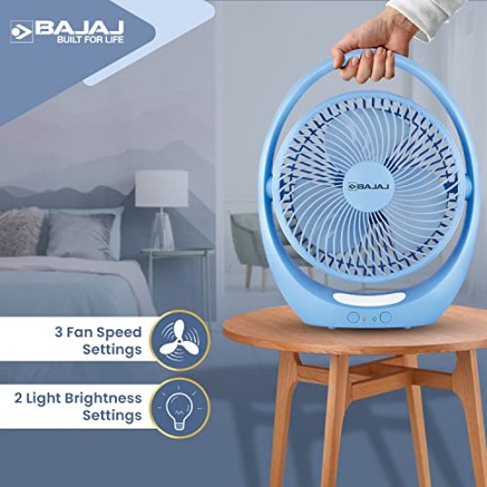 Bajaj Pygmy Go 178 mm Mini Fan with LED Lighting Bue