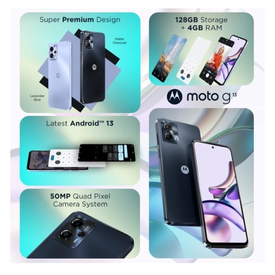 Motorola G13, Matte Charcoal (4GB, 128GB) refurbished