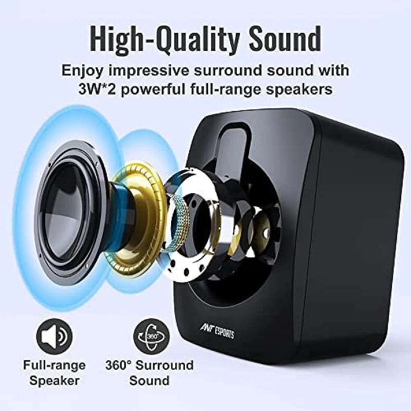 Ant Esports GS170 Gaming Speaker For PC, Stereo 2.0 USB Powered Desktop Speaker 