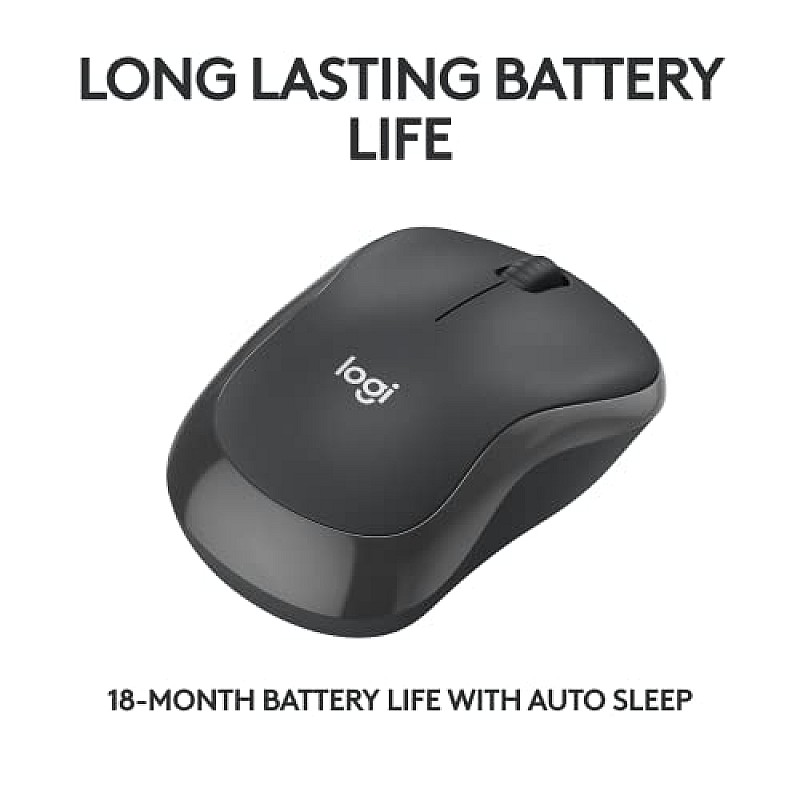 Logitech M240 Silent Bluetooth Mouse Wireless Compact Portable Smooth Tracking 18-Month Battery for Windows Graphite