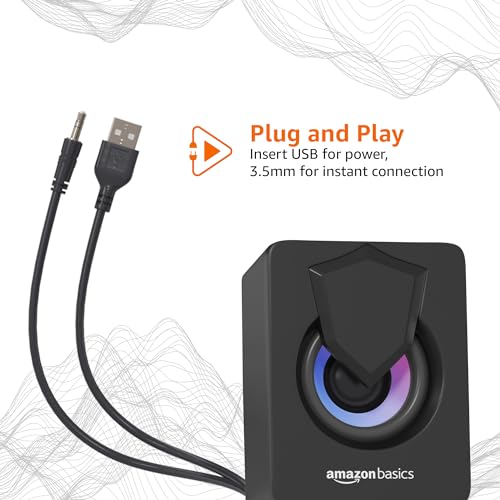 amazon basics Stereo 2.0 USB Powered Gaming Speaker for PC, Laptop, Tablet amazon basics Stereo 2.0 USB Powered Gaming Speaker for PC, Laptop, Tablet