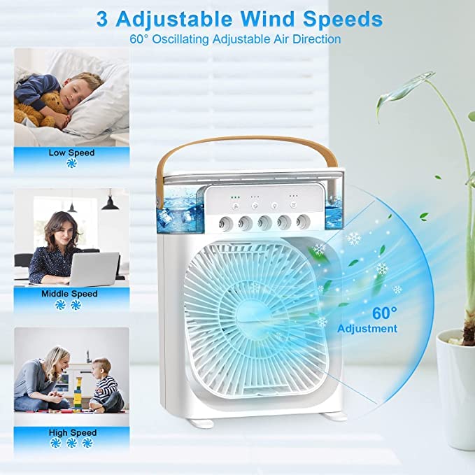 AIRTREE Portable Air Conditioner Fan, 500 ml Water Tank USB Personal Cooler, Mini Humidifier Fan with |Mini Cooler Fan| AIRTREE Portable Air Conditioner Fan, 500 ml Water Tank USB Personal Cooler, Mini Humidifier Fan with |Mini Cooler Fan|