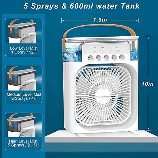 AIRTREE Portable Air Conditioner Fan, 500 ml Water Tank USB Personal Cooler, Mini Humidifier Fan with |Mini Cooler Fan| AIRTREE Portable Air Conditioner Fan, 500 ml Water Tank USB Personal Cooler, Mini Humidifier Fan with |Mini Cooler Fan|