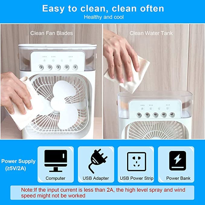 AIRTREE Portable Air Conditioner Fan, 500 ml Water Tank USB Personal Cooler, Mini Humidifier Fan with |Mini Cooler Fan| AIRTREE Portable Air Conditioner Fan, 500 ml Water Tank USB Personal Cooler, Mini Humidifier Fan with |Mini Cooler Fan|