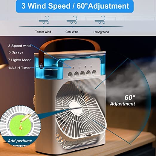 AIRTREE Portable Air Conditioner Fan, 500 ml Water Tank USB Personal Cooler, Mini Humidifier Fan with |Mini Cooler Fan| AIRTREE Portable Air Conditioner Fan, 500 ml Water Tank USB Personal Cooler, Mini Humidifier Fan with |Mini Cooler Fan|