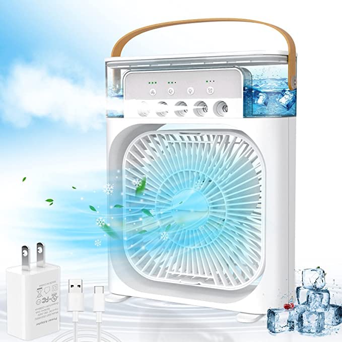 AIRTREE Portable Air Conditioner Fan, 500 ml Water Tank USB Personal Cooler, Mini Humidifier Fan with |Mini Cooler Fan| AIRTREE Portable Air Conditioner Fan, 500 ml Water Tank USB Personal Cooler, Mini Humidifier Fan with |Mini Cooler Fan|