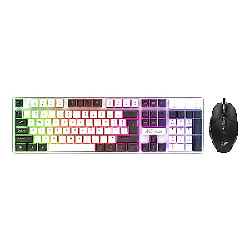 Ant Value KK1002 Wired Gaming Keyboard & Mouse Combo, 104 Silent keys, Backlit Rainbow LED Keyboard