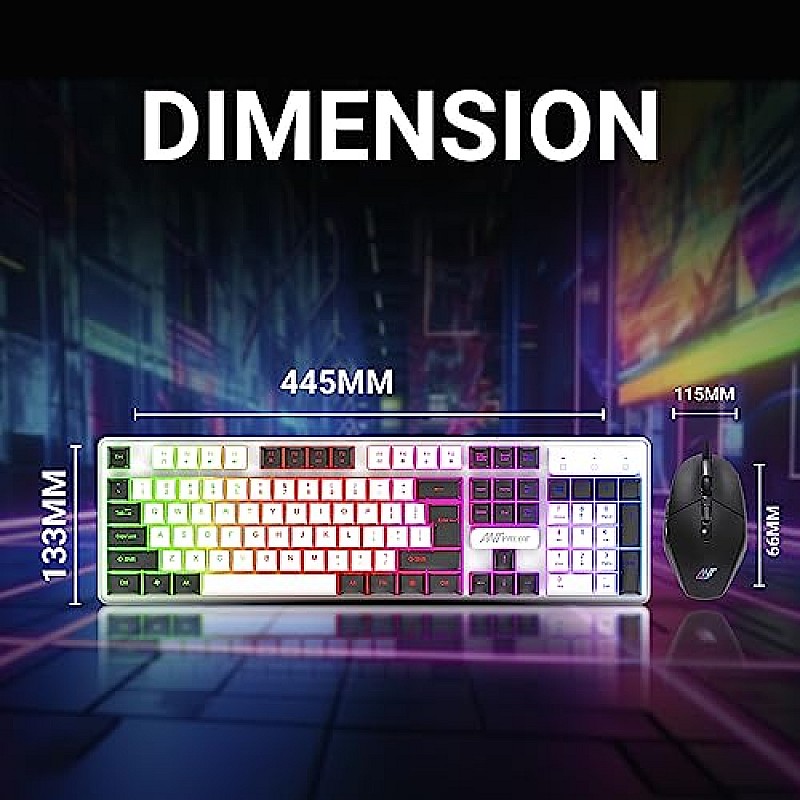 Ant Value KK1002 Wired Gaming Keyboard & Mouse Combo, 104 Silent keys, Backlit Rainbow LED Keyboard