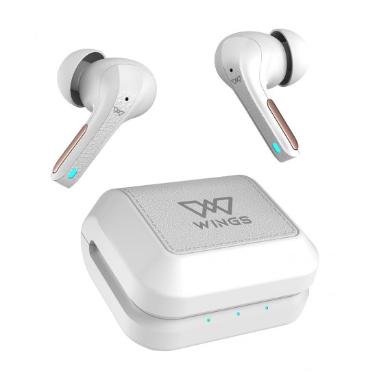 Wings Flobuds 300,Made in India Wireless TWS Earbuds 50 Hrs Total Playtime White