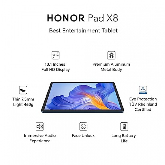 HONOR Pad X8 with 25.65cm (10.1 inch) FHD Display, 4GB RAM 64GB ROM, Mediatek MT8786, Android 12 WiFi Tablet, Blue Hour