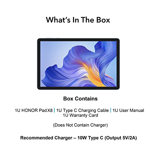 HONOR Pad X8 with 25.65cm (10.1 inch) FHD Display, 4GB RAM 64GB ROM, Mediatek MT8786, Android 12 WiFi Tablet, Blue Hour HONOR Pad X8 with 25.65cm (10.1 inch) FHD Display, 4GB RAM 64GB ROM, Mediatek MT8786, Android 12 WiFi Tablet, Blue Hour