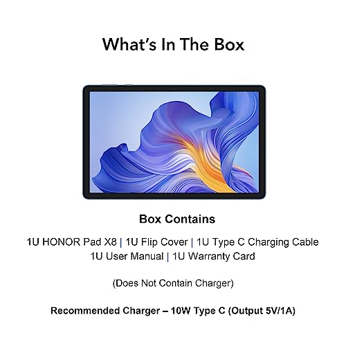 HONOR Pad X8 with 25.65cm (10.1 inch) FHD Display, 4GB RAM 64GB ROM, Mediatek MT8786, Android 12 WiFi Tablet, Blue Hour HONOR Pad X8 with 25.65cm (10.1 inch) FHD Display, 4GB RAM 64GB ROM, Mediatek MT8786, Android 12 WiFi Tablet, Blue Hour