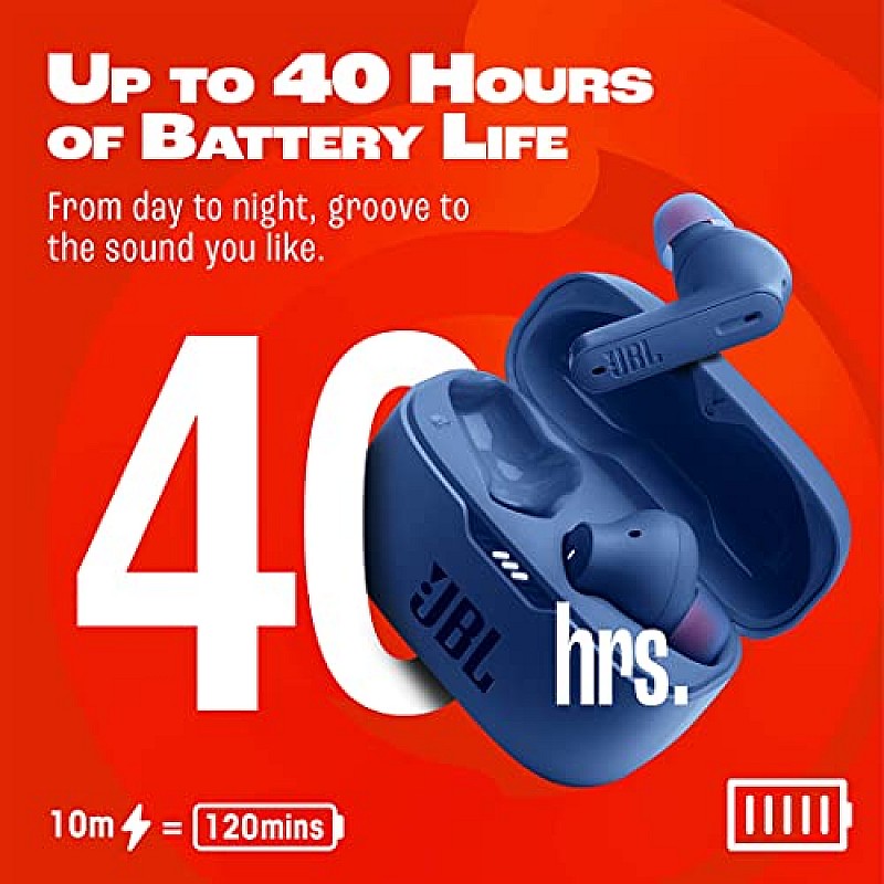 JBL Tune 230NC TWS, Active Noise Cancellation Earbuds with Mic, Massive 40 Hrs Playtime with Speed Charge, Adjustable (Blue)