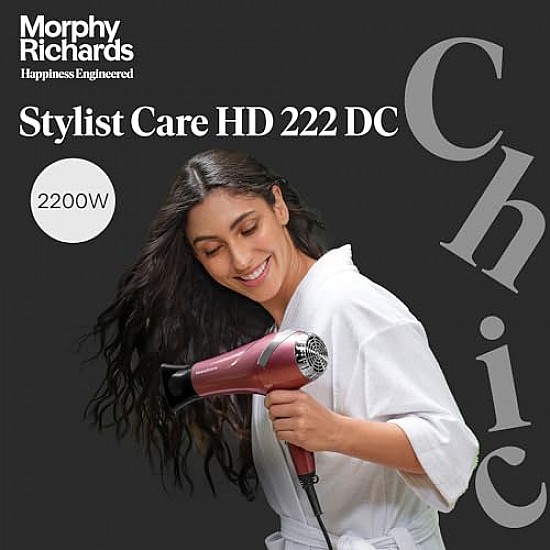 Morphy Richards Stylist Care HD222DC Professional Hair Dryer With Diffuser Wine Red And Silver Chrome