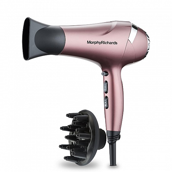 Morphy Richards Stylist Care HD222DC Professional Hair Dryer With Diffuser Wine Red And Silver Chrome