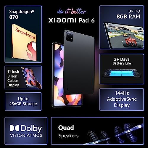 Xiaomi Pad 6 8GB,RAM 256GB Storage Qualcomm Snapdragon 870 Powered by HyperOS 144Hz Refresh Rate Grey tab Xiaomi Pad 6 8GB,RAM 256GB Storage Qualcomm Snapdragon 870 Powered by HyperOS 144Hz Refresh Rate Grey tab