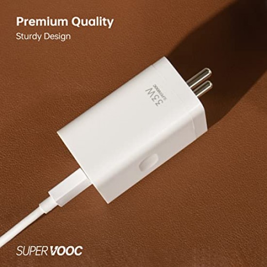 OPPO Original SUPERVOOC 33W Single Port USB Fast Charger, BIS Certified, Wall Charger Adapter (Cable Not Included, White)
