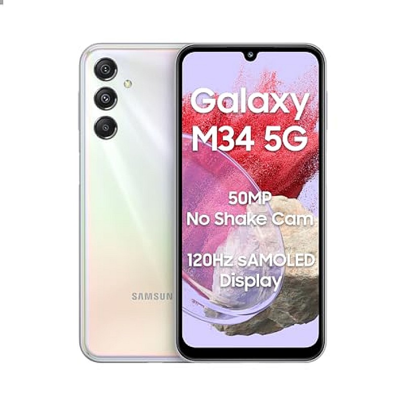 Samsung Galaxy M34 5G (Prism Silver,6GB,128GB)|120Hz sAMOLED Display