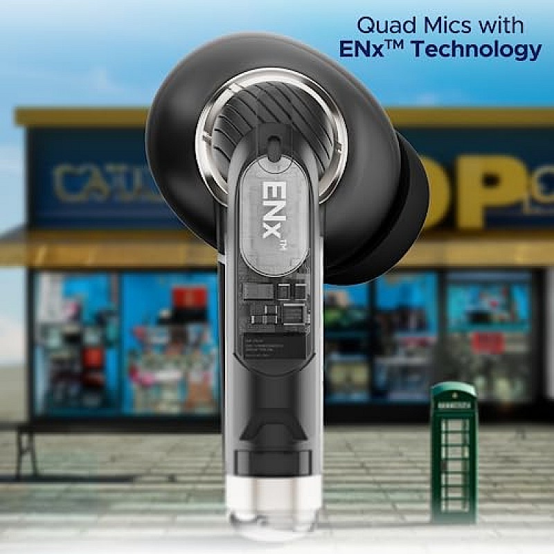 boAt Airdopes Max TWS Earbuds with 100 HRS Playtime, Quad Mics with ENx™ Tech, Beast (Carbon Black)