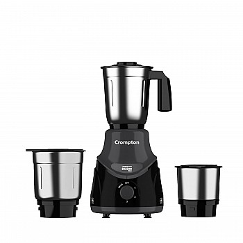 Crompton DS 500 BLK 500-Watt Mixer Grinder with Powertron Motor Motor Vent-X Technology (3 Stainless Steel Jars, Black Grey