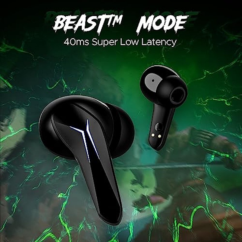 boAt Immortal 141 TWS Gaming in Ear Earbuds with Enx Tech,Up to 40 Hrs Playtime Beast Mode, Ipx4 (Black Sabre)