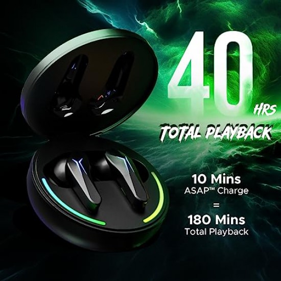 boAt Immortal 141 TWS Gaming in Ear Earbuds with Enx Tech,Up to 40 Hrs Playtime Beast Mode, Ipx4 (Black Sabre)