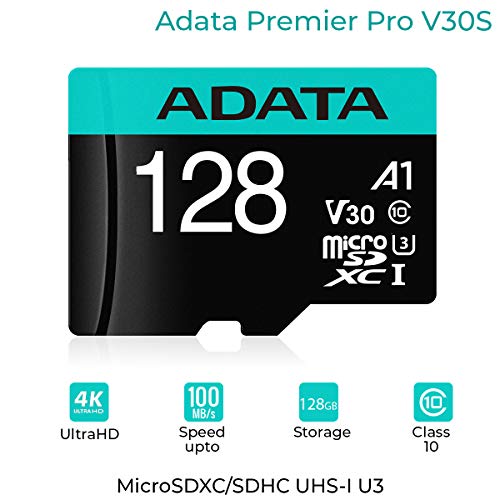 Adata Premier Pro microSDXC/SDHC UHS-I U3 Class 10(V30S) 128GB MicroSD Card Adata Premier Pro microSDXC/SDHC UHS-I U3 Class 10(V30S) 128GB MicroSD Card