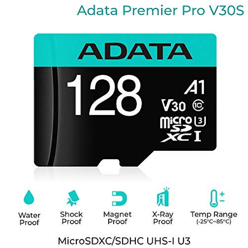 Adata Premier Pro microSDXC/SDHC UHS-I U3 Class 10(V30S) 128GB MicroSD Card