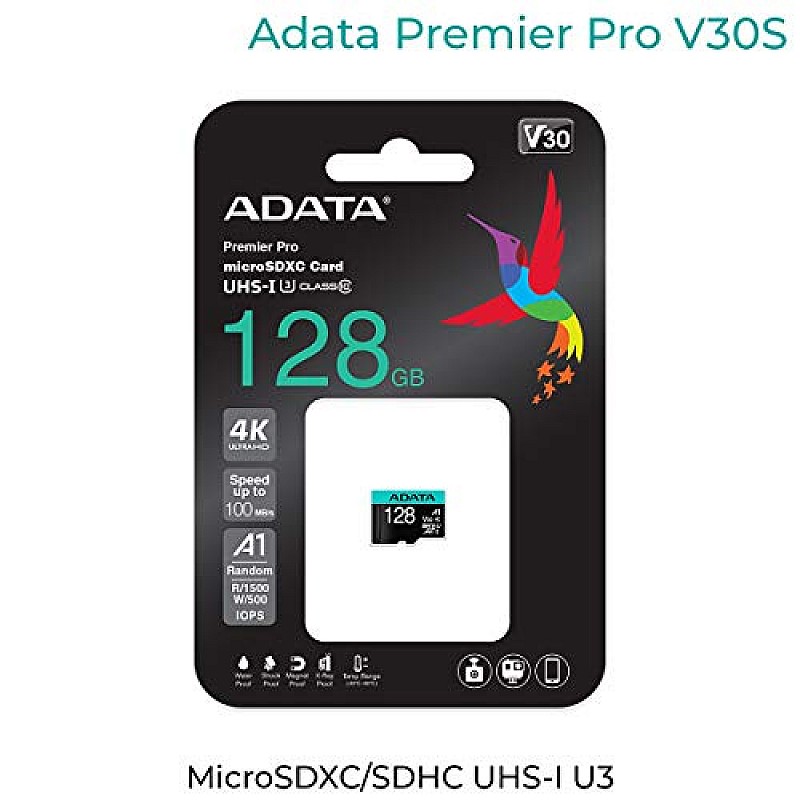 Adata Premier Pro microSDXC/SDHC UHS-I U3 Class 10(V30S) 128GB MicroSD Card