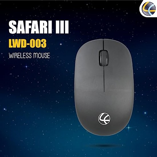 LAPCARE Safari 3 Wireless Optical Mouse with 2.4 Ghz 1000 DPI and Optical Sensor, Black