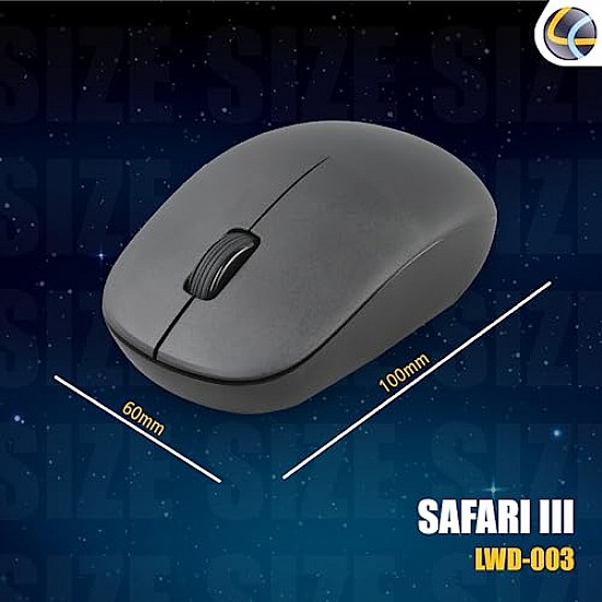 LAPCARE Safari 3 Wireless Optical Mouse with 2.4 Ghz 1000 DPI and Optical Sensor, Black