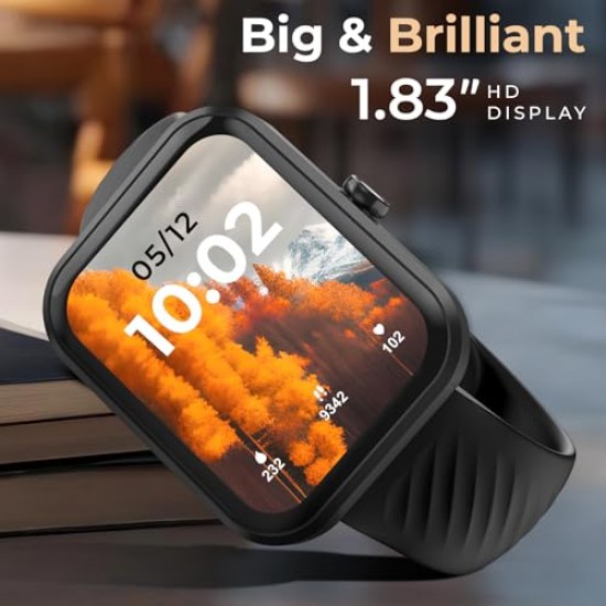 beatXP Marv Aura 1.83” HD Display Bluetooth Calling Smart Watch, Metal Body (Black)