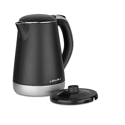 Bajaj KTP 1.7 Ltr Electric Kettle For Hot Water 1600W Double Walled Hot Water Kettle 360° Swivel Base With Cord Storage Silver