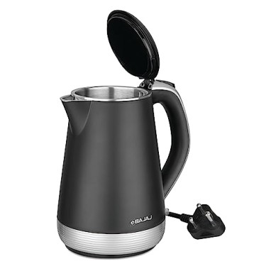 Bajaj KTP 1.7 Ltr Electric Kettle For Hot Water 1600W Double Walled Hot Water Kettle 360° Swivel Base With Cord Storage Silver