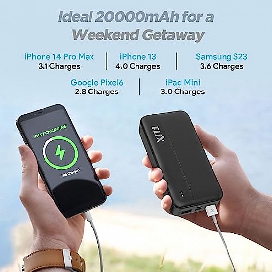 UltraCharge FLiX(Beetel) 20,000mAh QCPD Tripple output 22.5W High-Speed Power Delivery, Power Bank