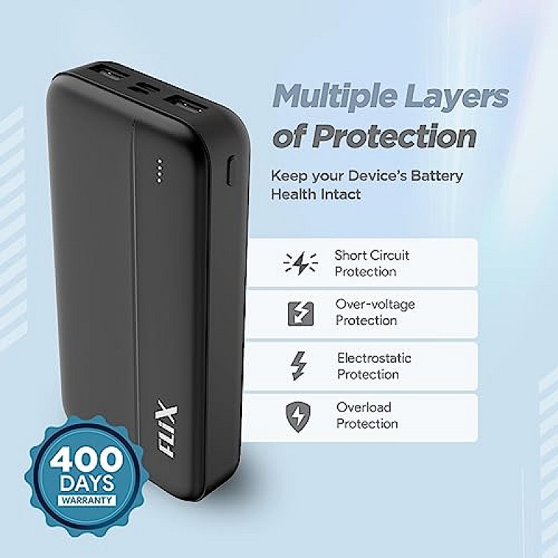 UltraCharge FLiX(Beetel) 20,000mAh QCPD Tripple output 22.5W High-Speed Power Delivery, Power Bank