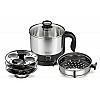 Pigeon by Stovekraft 1.5 Liters Multipurpose Kessel 3 in 1 Value Pack, Multi Cooker, Idli Stand (Black & silver)