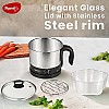 Pigeon by Stovekraft 1.5 Liters Multipurpose Kessel 3 in 1 Value Pack, Multi Cooker, Idli Stand (Black & silver)