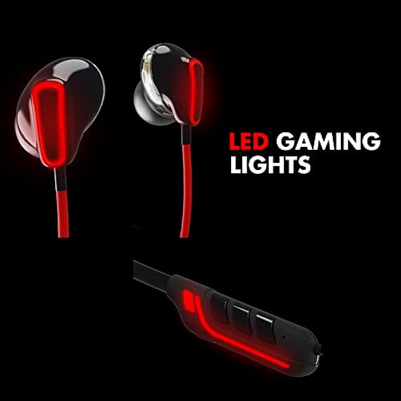 Wings Phantom 1100 Gaming Neckband with ENC, Dual Pairing,‎Red